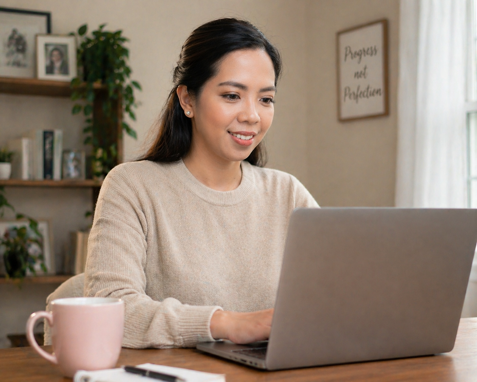 E-commerce assistant working on laptop