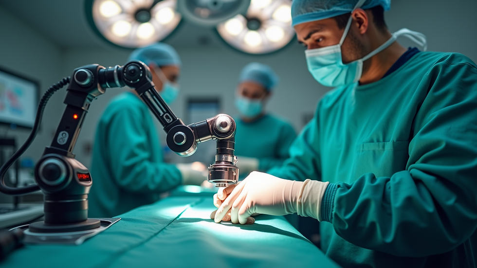 Close-up view of a surgeon using robotic-assisted technology during a procedure