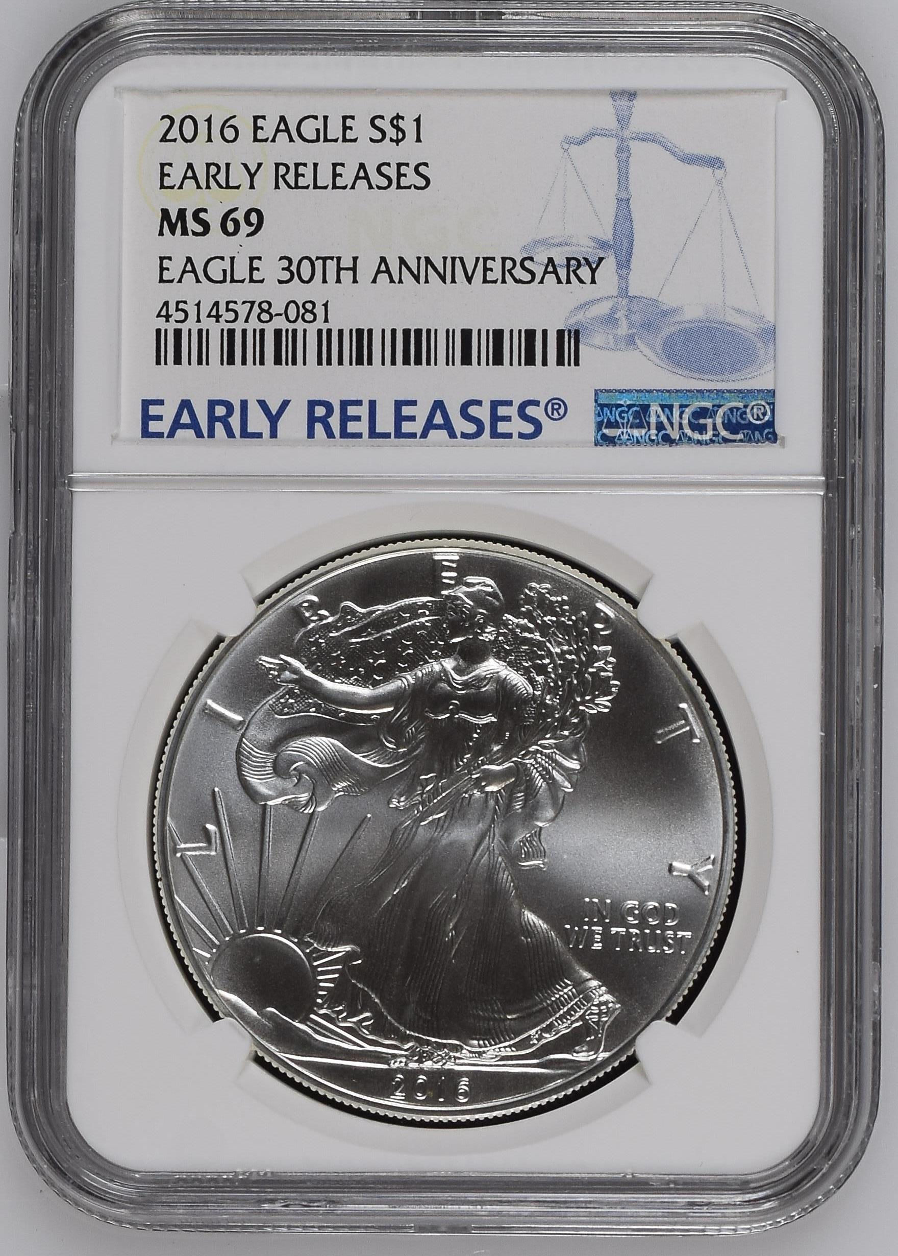 2016 EAGLE 30TH ANNIVERSARY EARLY RELEASES MS69 NGC