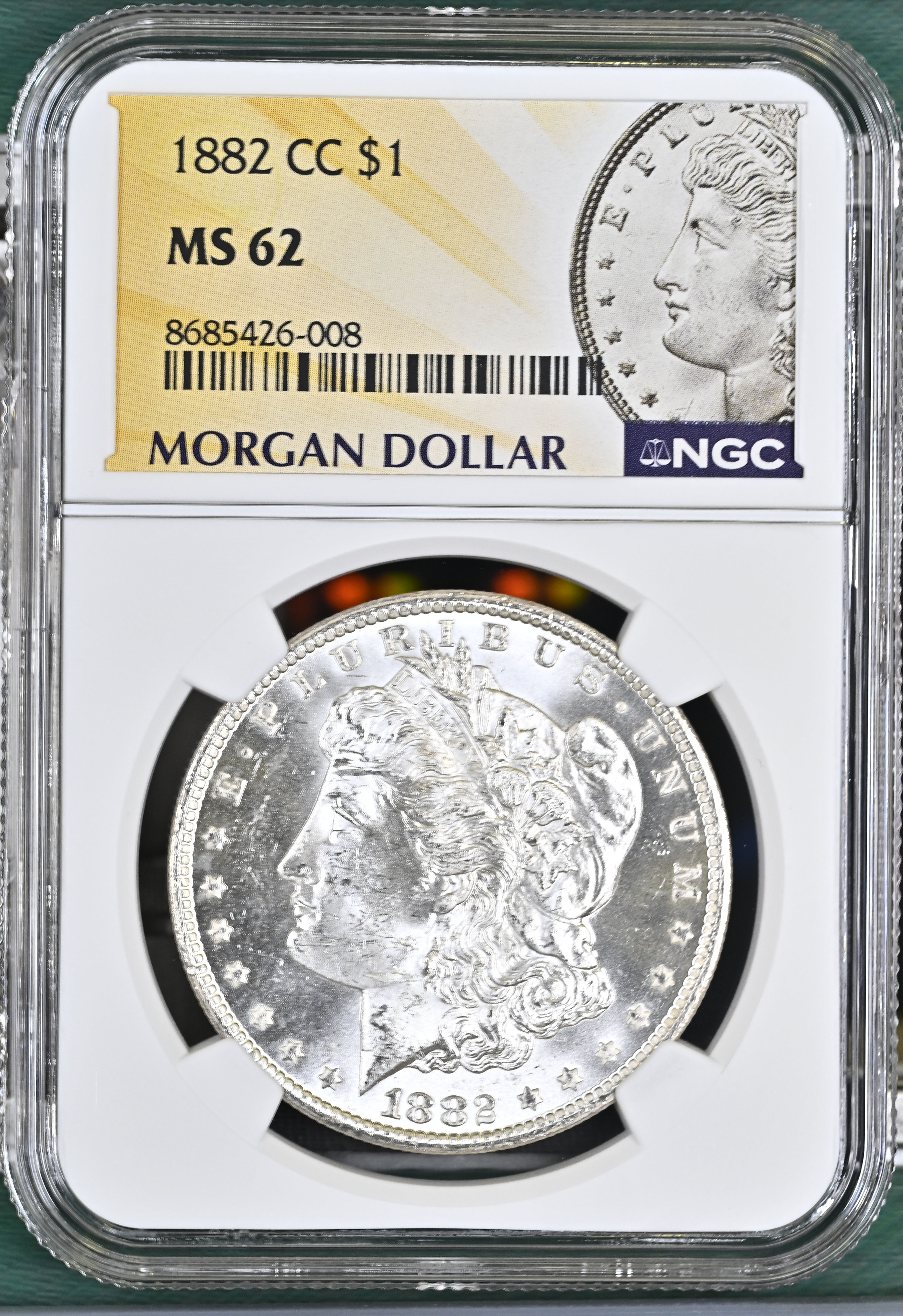 1882 CC Morgan Silver Dollar MS62 NGC