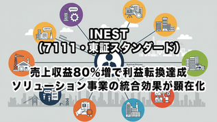 INEST（7111・東証スタンダード）：売上収益80％増で利益転換達成、ソリューション事業の統合効果が顕在化
