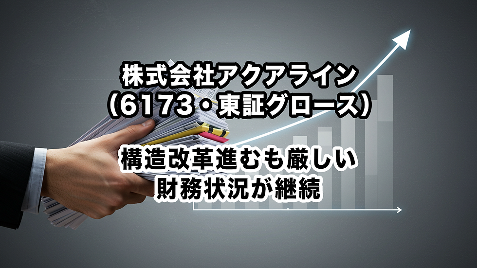 株式会社アクアライン(6173・東証グロース):構造改革進むも厳しい財務状況が継続