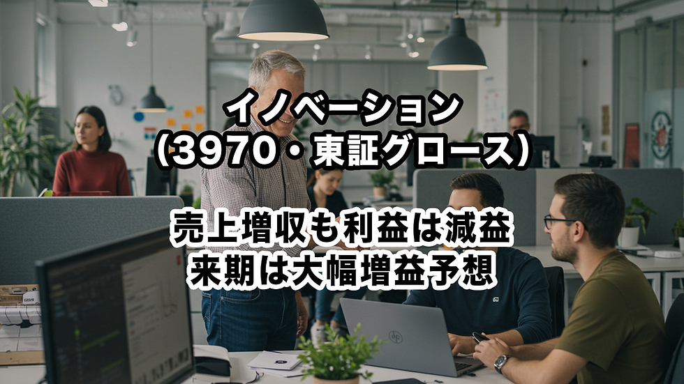 イノベーション(3970・東証グロース):売上増収も利益は減益、来期は大幅増益予想