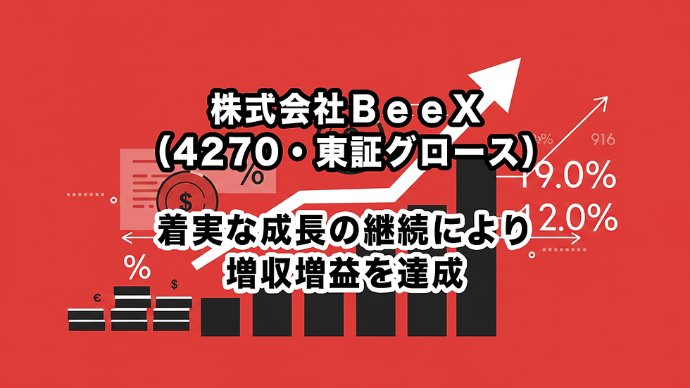 株式会社BeeX(4270・東証グロース):着実な成長の継続により増収増益を達成