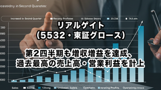 リアルゲイト（5532・東証グロース）：第2四半期も増収増益を達成、過去最高の売上高・営業利益を計上