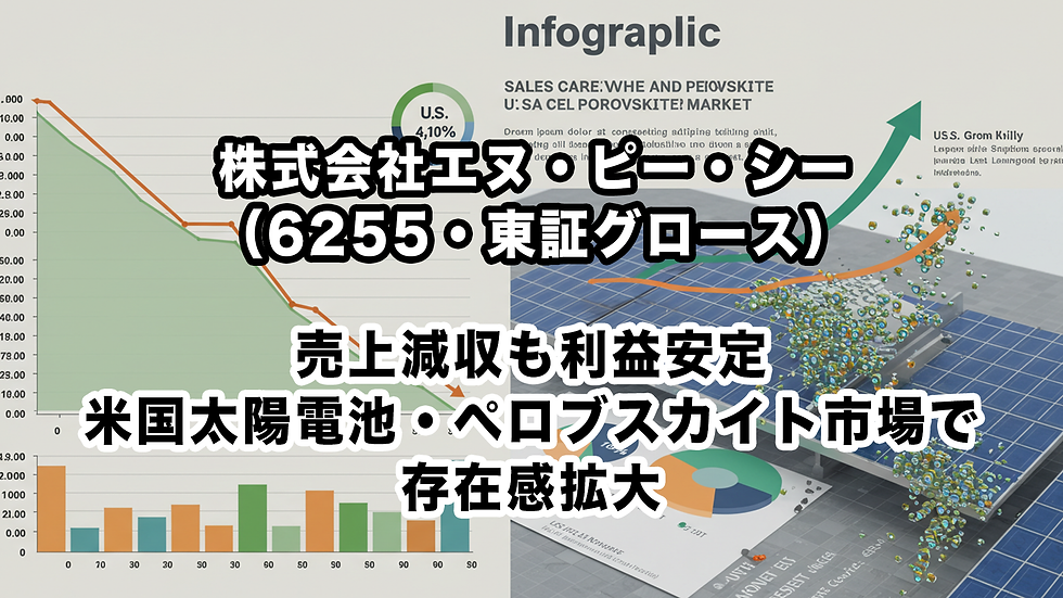 株式会社エヌ・ピー・シー(6255・東証グロース):売上減収も利益安定、米国太陽電池・ペロブスカイト市場で存在感拡大