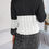 Thumbnail: Cable-Knit Round Neck Color Block Sweater Dress