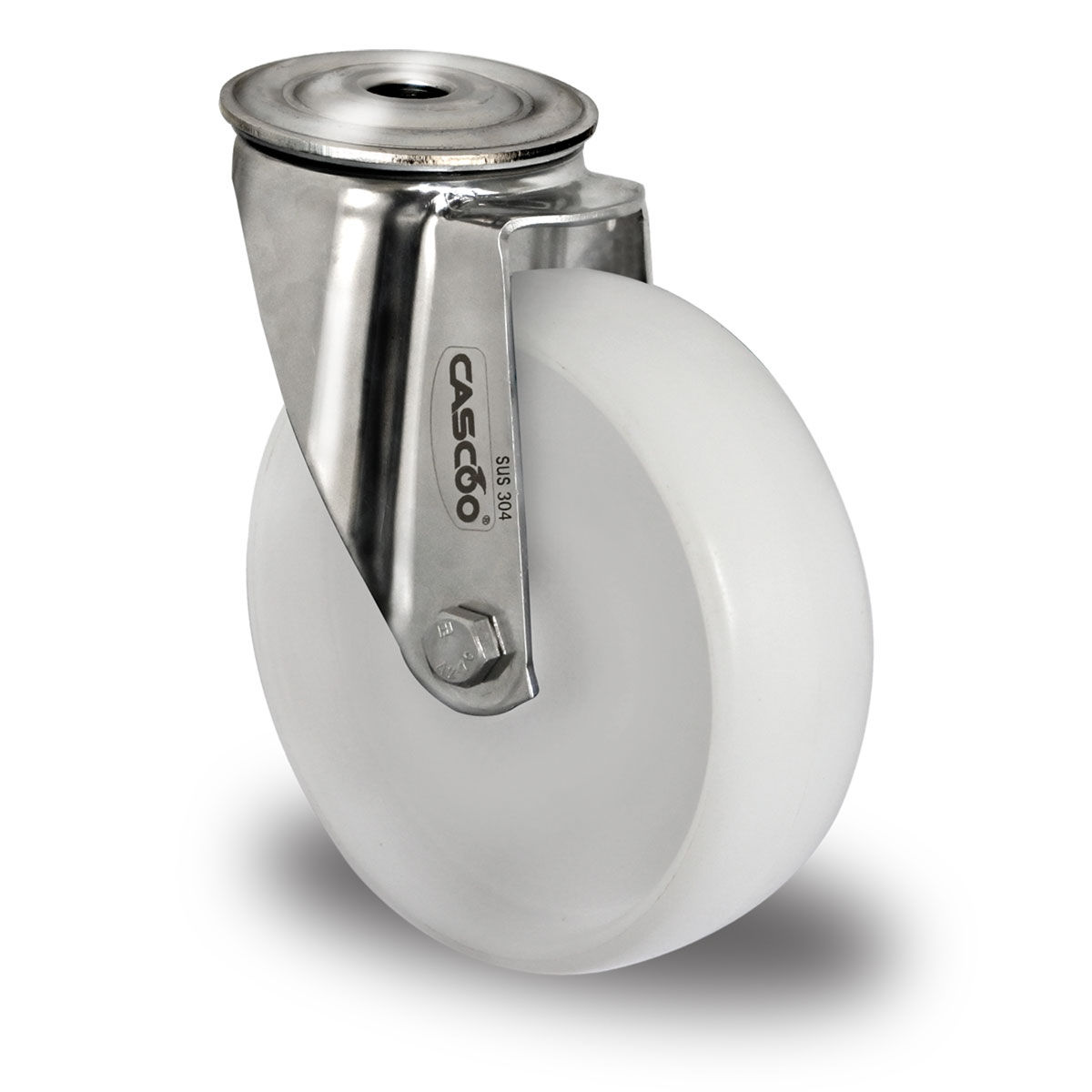 Rückenlochlenkrolle ø 200 mm Serie N0N0 Gleitlager Edelstahl