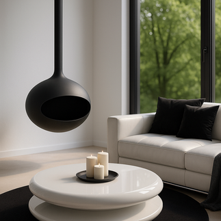 AI-generated render of a minimalist living room in beige tones, used as inspiration to explore aesthetics and design ideas before creating the real space.
