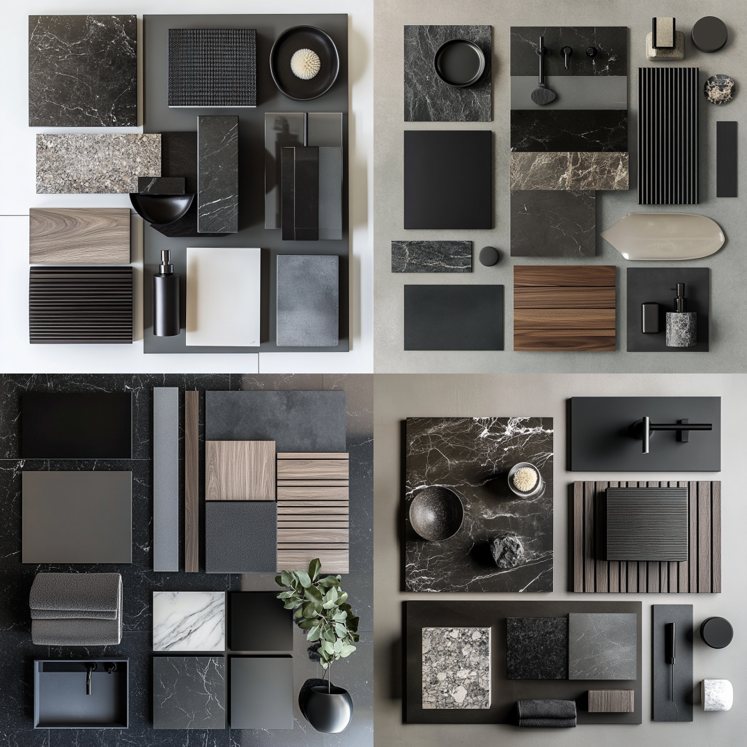 Moodboard: Minimal Luxury Bathroom A refined space where soft neutrals, natural textures, and sculptural elements come together to create a calming retreat rooted in simplicity and quiet elegance.