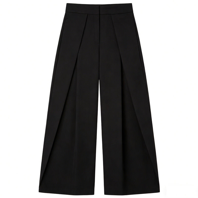 Thumbnail: Calça feminina HXAO listrada e folgada, modelo outono 2025, com pregas elegantes