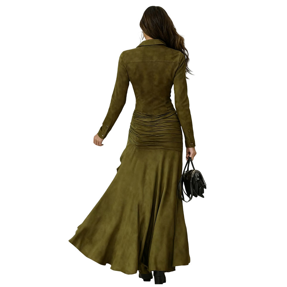 Thumbnail: Fall Long Sleeve Button Western Dress Winter Wrap Asymmetric Ruffle Maxi Dress T