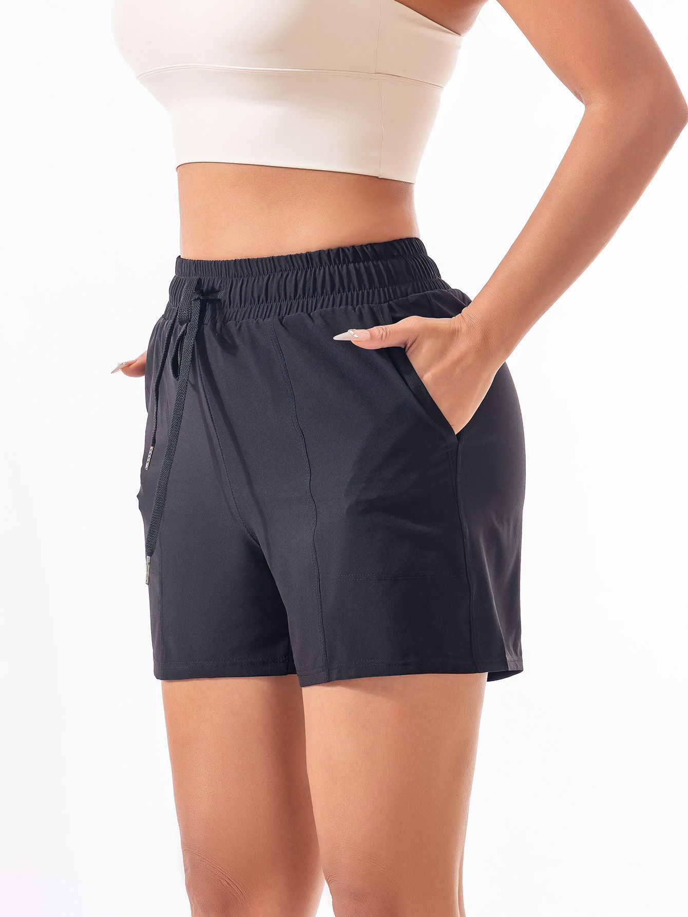 Shorts de ioga femininos 2 em 1 para primavera/verão, cintura alta, proteção con