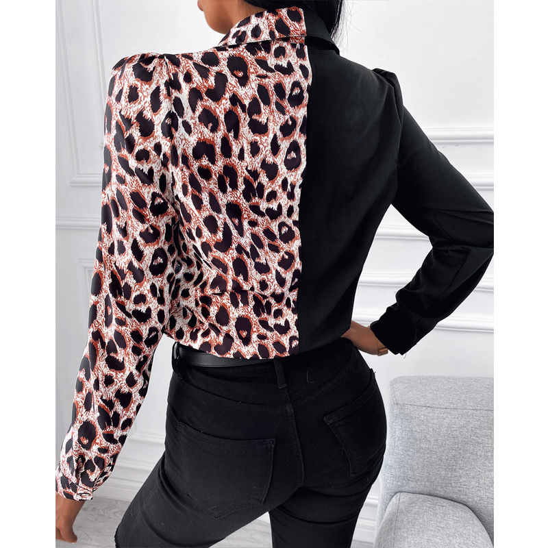 Thumbnail: Blusa feminina da moda 2024, manga comprida, gola dobrável e design com botões.
