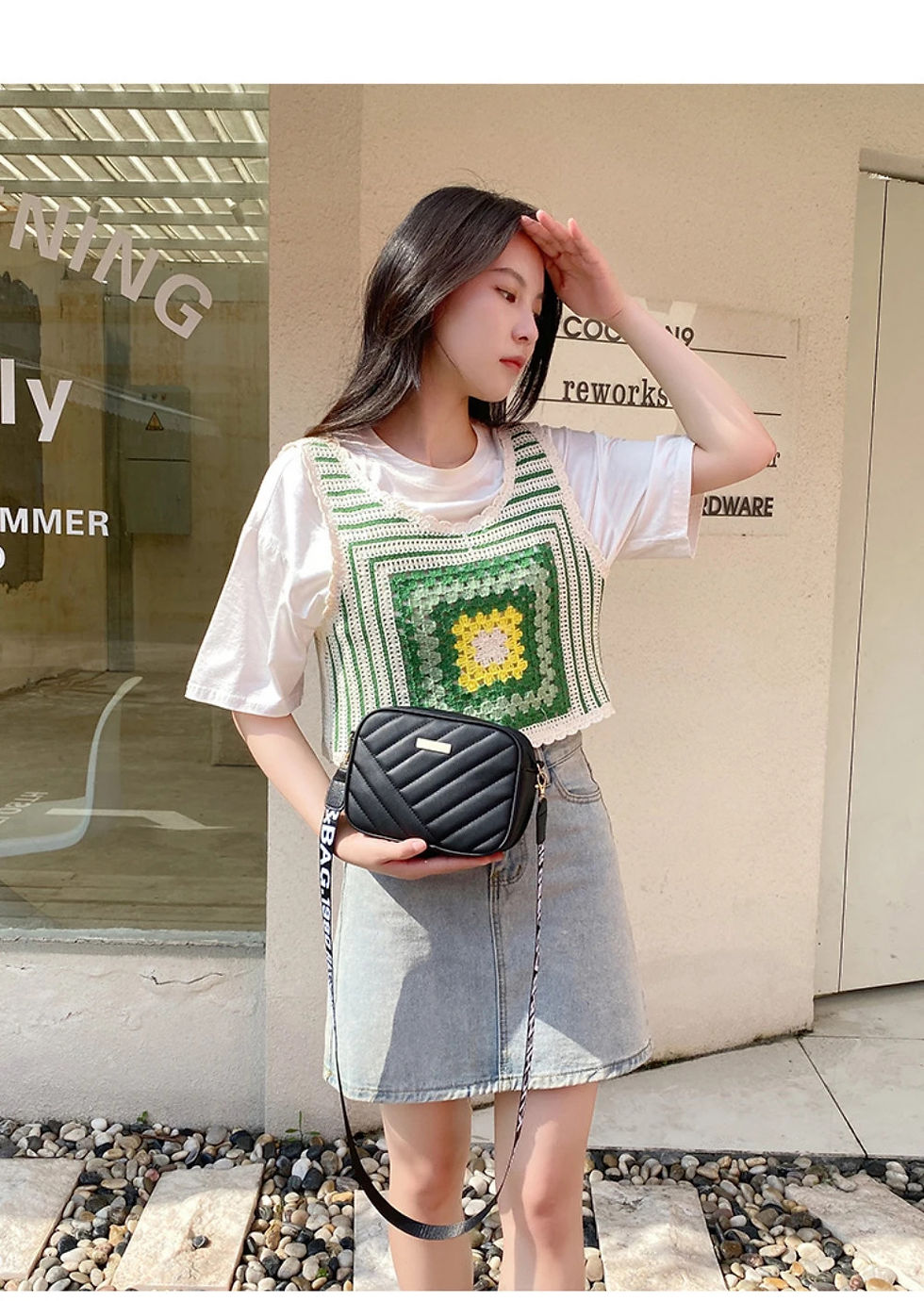 Thumbnail: Bolsa de ombro feminina de alta qualidade em PU com alça de enrolar para câm
