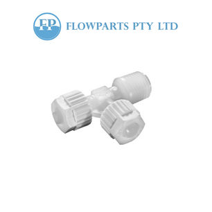 TEFEN NPT Barb Block Male Run T PVDF