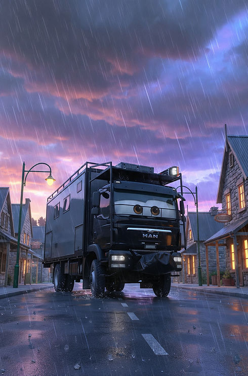 Bumble the expedition truck in New Zealand