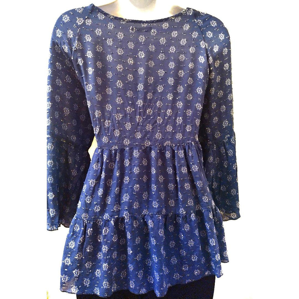 Falls Creek - Crinkle Peplum Flared Top - Back View