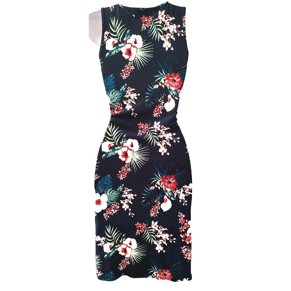 Floral Bodycon Mini Dress - Back View