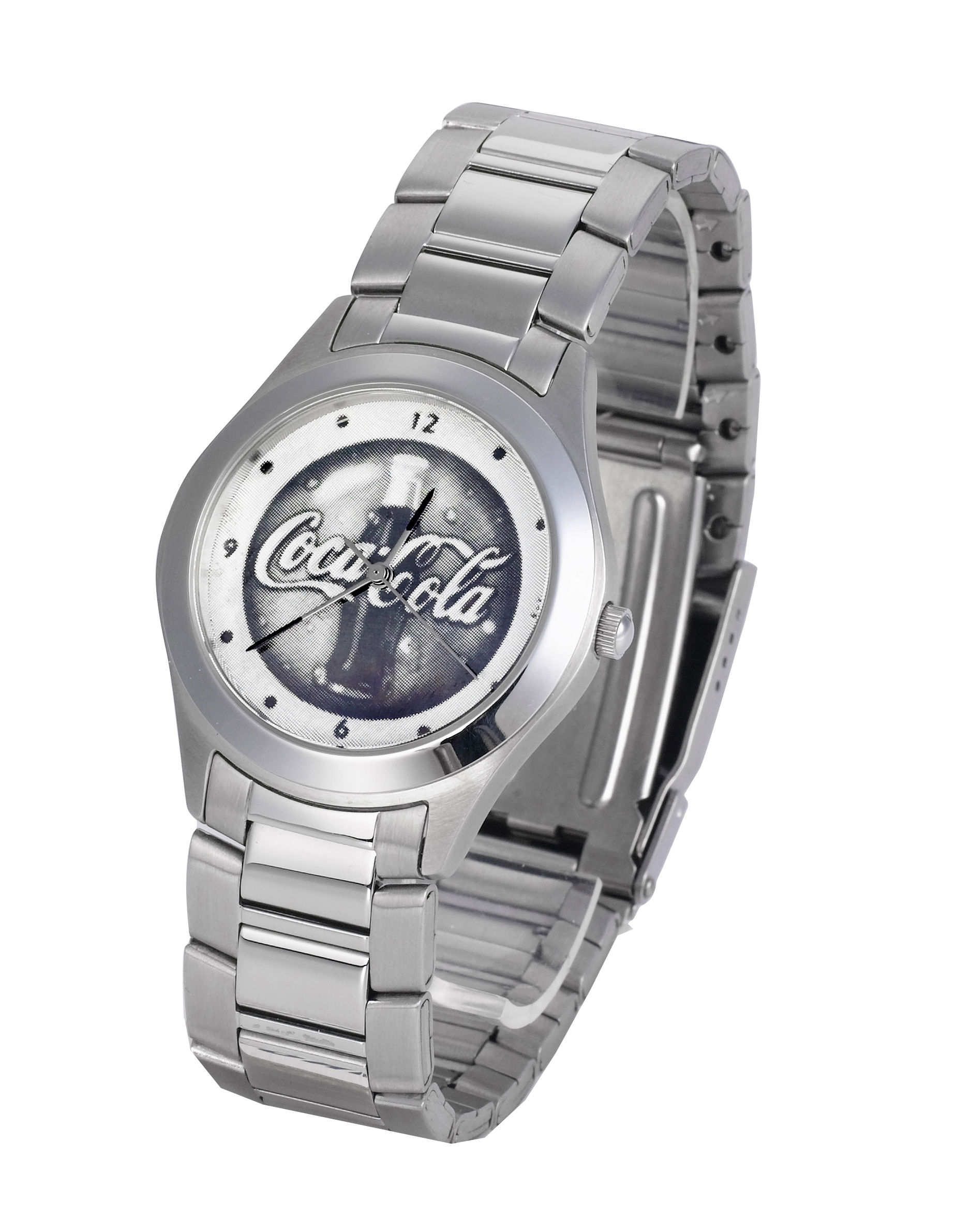 A branded clock with a silver plate