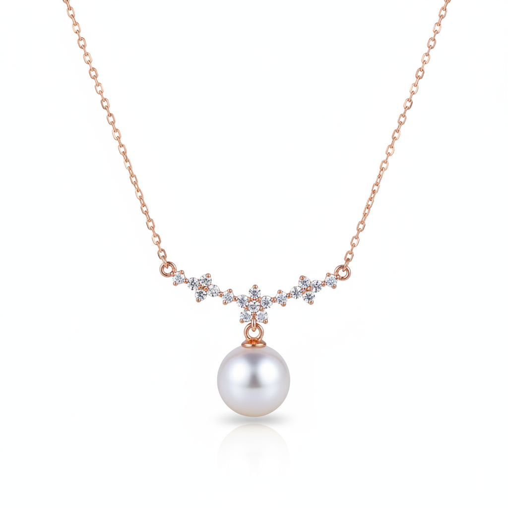 <The Journey> Sakura Cherry BlossomPearl Pendant Necklace in 18K Gold Vermeil