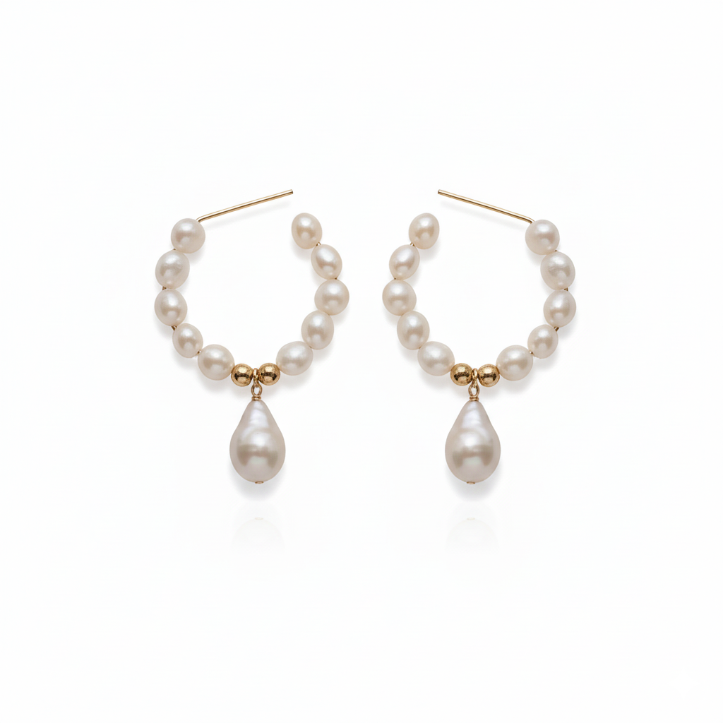 <The Gallery> Pointe Freshwater Pearl Earrings in 18K Gold Vermeil