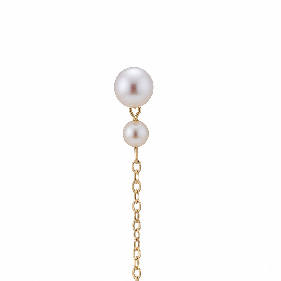 Thumbnail: <Pure> Convertible Freshwater Pearl Chain Drop Earrings in 18K Gold Plated
