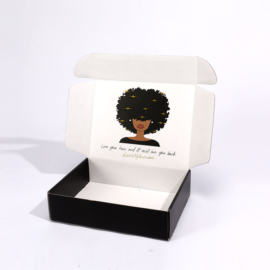 Thumbnail: Gold Branded Logo Mailer Box for Hair Extensions Shipping