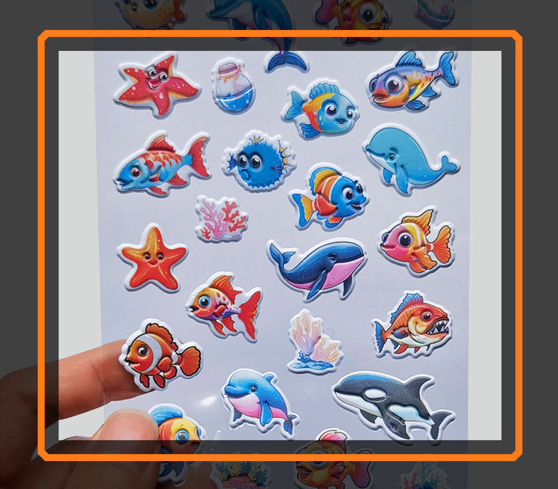 Thumbnail: Factory 3D Puffy Sticker for Kids Cute Ocean Creature Sticker