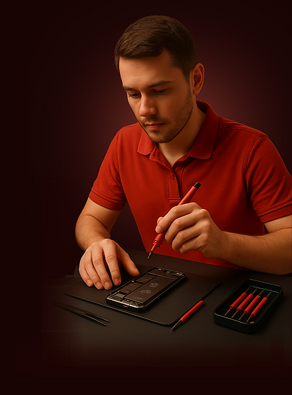 Man repairing phone
