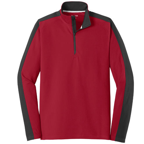 Sport-Tek® Sport-Wick® Textured Colorblock 1/4-Zip Pullover