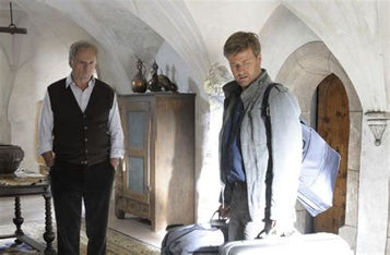 two man in an historic building