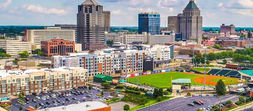 Aerial view of Greensboro, North Carolina.