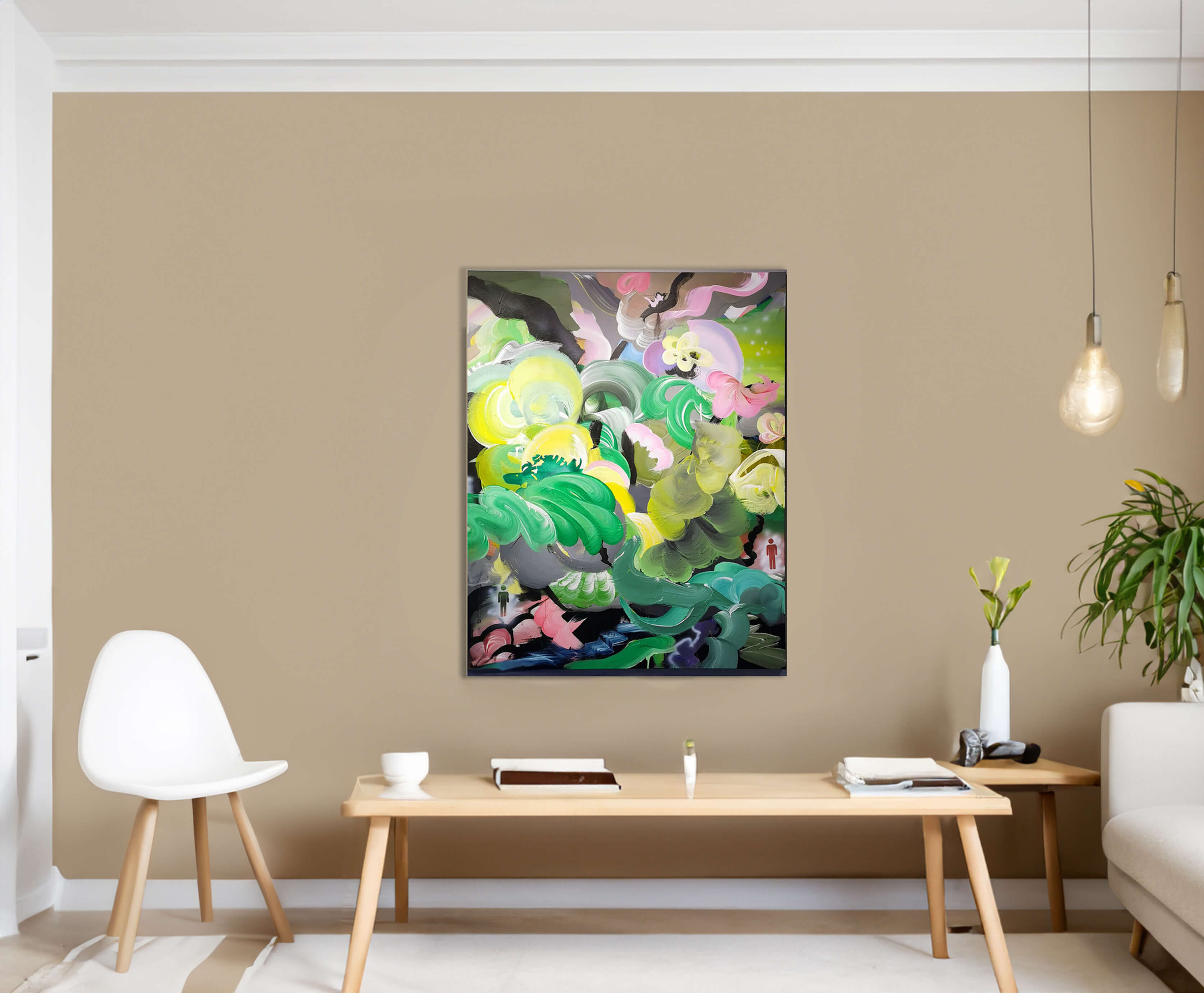 maleri på beige vegg