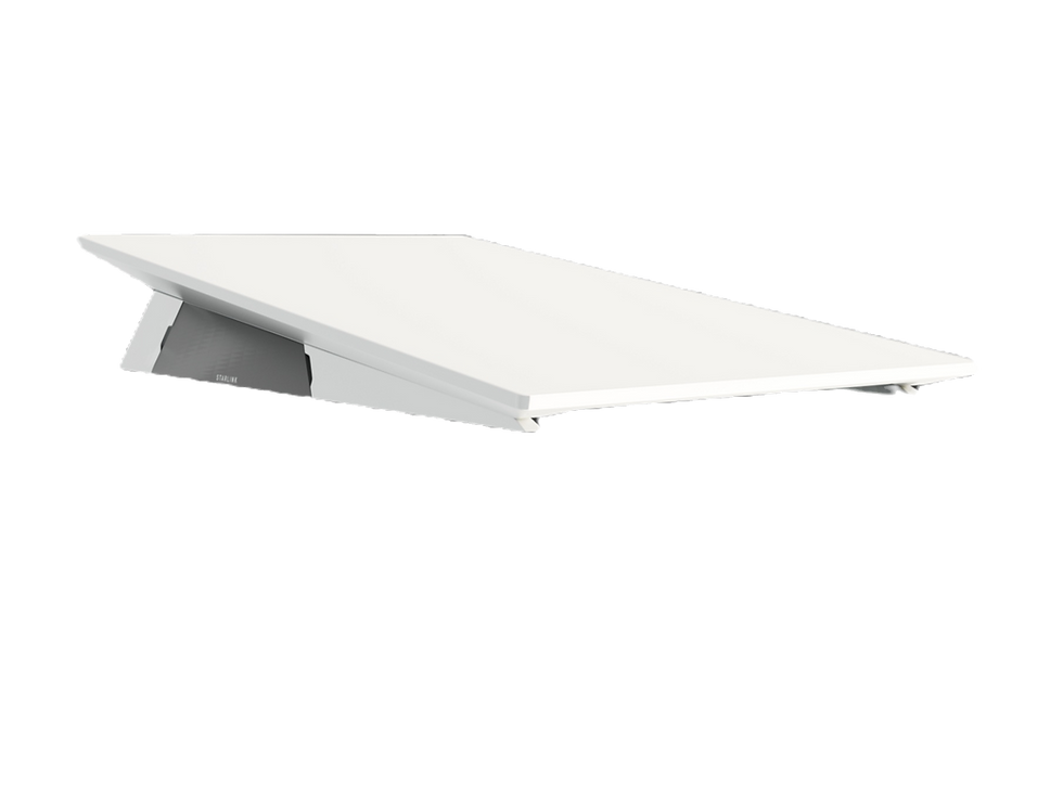 White rectangular internet satellite dish with grey flat mount.