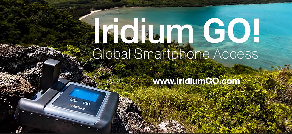 Thumbnail: Iridium GO! device on a cliff overlooking a tropical bay.