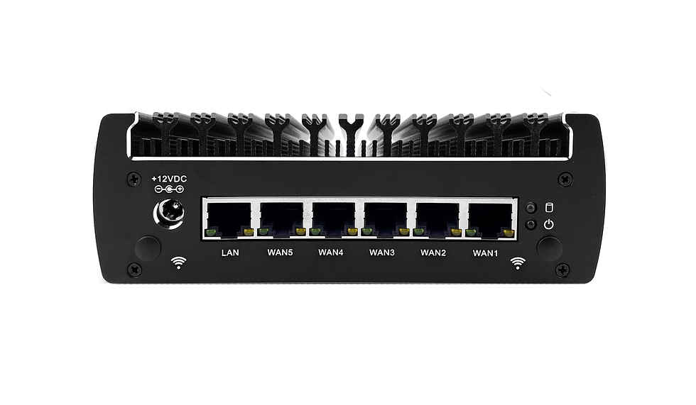 Thumbnail: Black network router with LAN, WAN, five numbered ports, POWER, RESET.