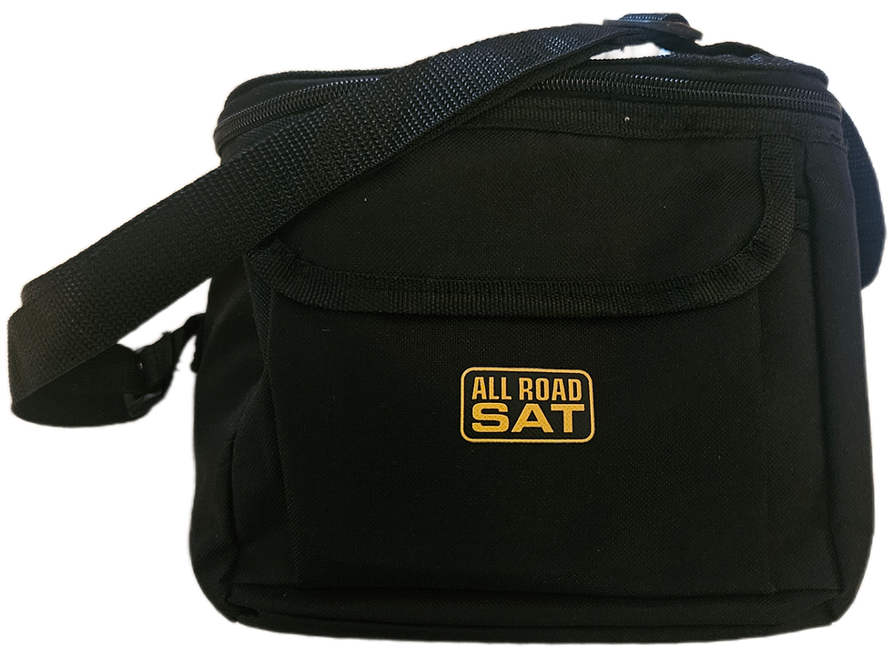Thumbnail: Black carrying bag featuring ALL ROAD SAT gold logo, with shoulder strap.