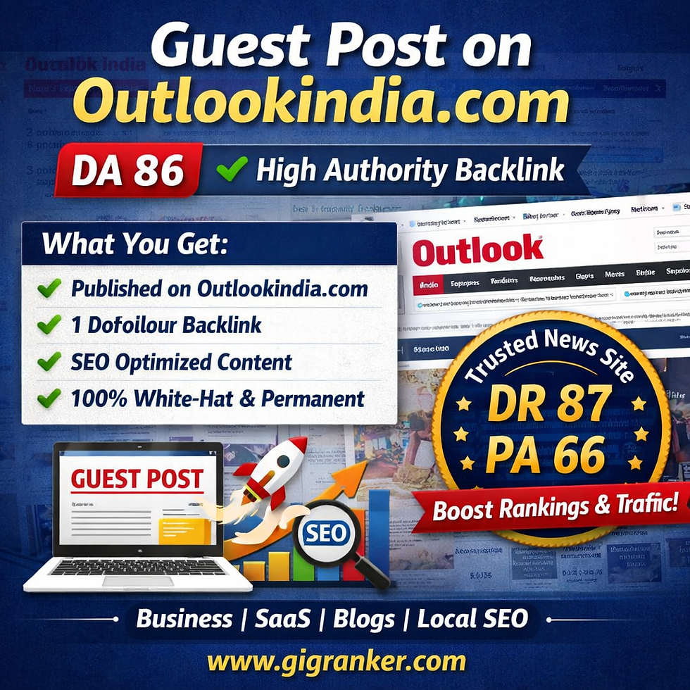 Guest post on Outlookindia.com with DA 86 dofollow backlink – www.gigranker.com