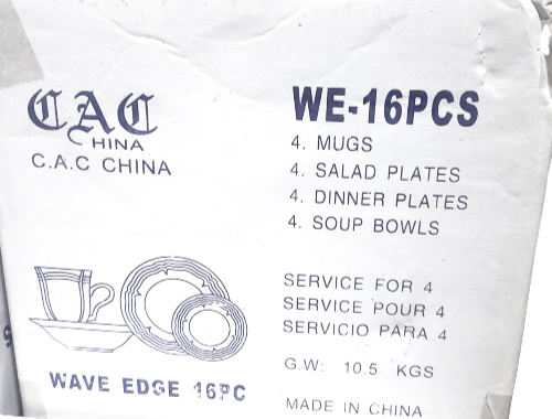 Thumbnail: Dinnerware 16pc Wave Edge Serves 4 Set item # WE-16PCS