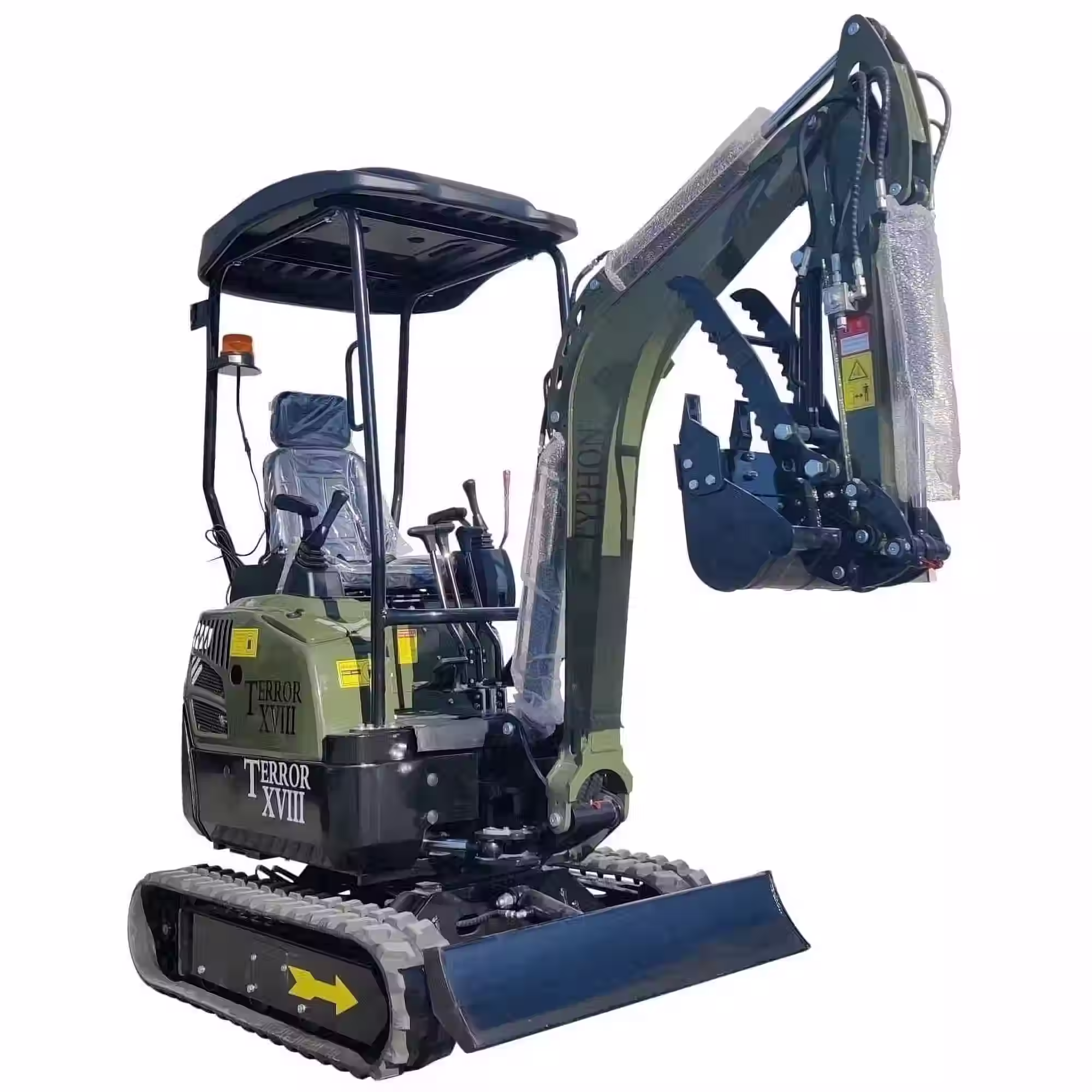 TYPHON Terror XVIII Mini Excavator, 4,000 lb Rubber Track, Kubota D902 Diesel En
