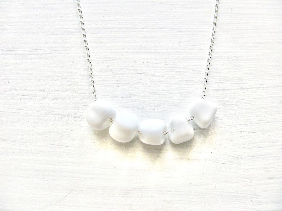 Thumbnail: Large Frosted Glass Necklace - Silver