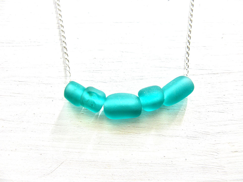 Thumbnail: Large Frosted Glass Necklace - Silver
