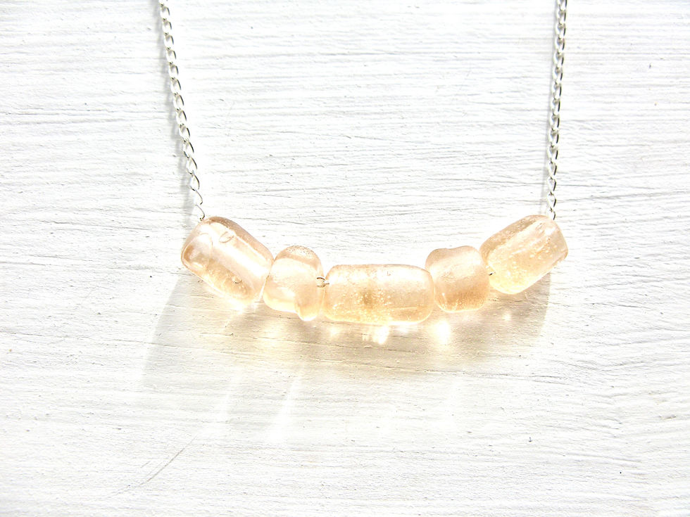 Thumbnail: Large Frosted Glass Necklace - Silver
