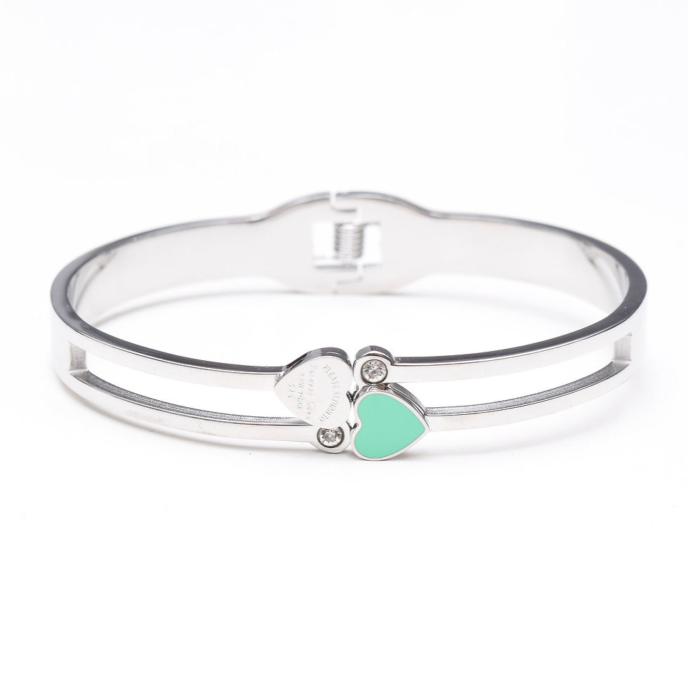 Thumbnail: The Blue Heart Bracelet & Earring Set, Silver