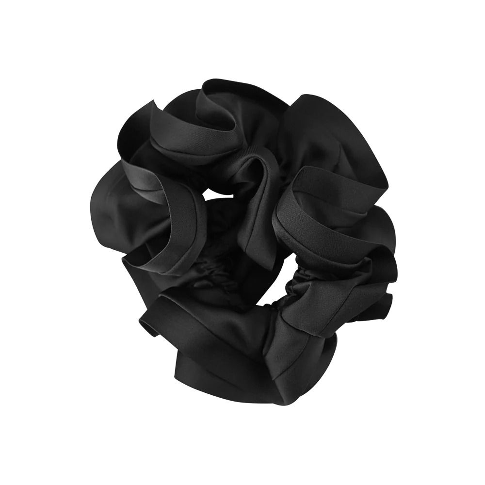 Classic Satin Trim Scrunchie, Black