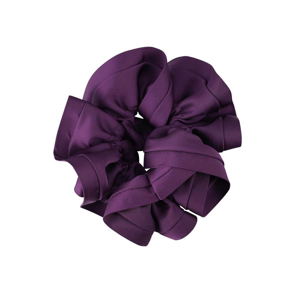 Classic Satin Trim Scrunchie, Purple