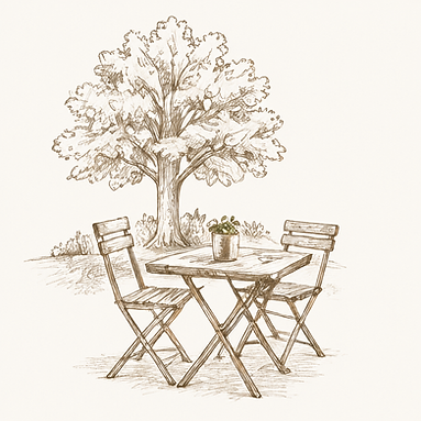 Karrikatur Tisch und Stühle