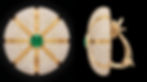 Boucles d'oreilles en or et diamants avec cabochon d'émeraude, motif rosette