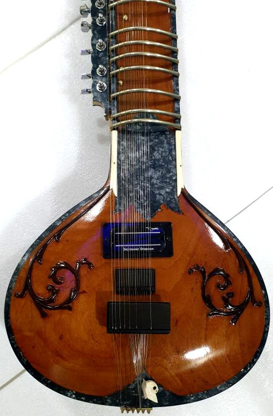 Thumbnail: 2010s Shahidali All Machine Tuner Sitar with Black Pearl Inlays & Pickup